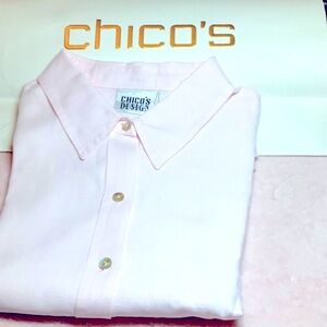 CHICO’S PINK LINEN BLOUSE NEW , JUST REDUCED